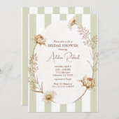 Gestreepte Bloemen Bruids Douche Uitnodiging (Voorkant / Achterkant)