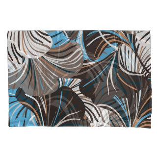 Gestreepte bloemen en bladeren:  bloemen. kussensloop