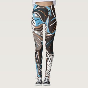 Gestreepte bloemen en bladeren: bloemen. leggings