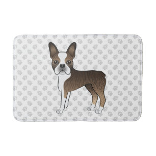 Gestreepte Boston Terrier Cartoonhond Illustratie Badmat