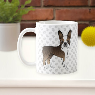 Gestreepte Boston Terrier Mooie Cartoon Hond & Poo Koffiemok