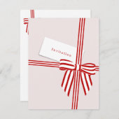 Gestreepte Bow Flat Invitation Kaart (Voorkant / Achterkant)