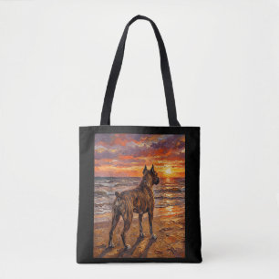 Gestreepte Boxer bij Sunset Beach Boxer Honden Kun Draagtas