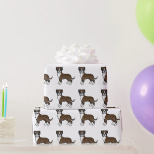 Gestreepte Boxer Mooie Cartoon Hond Patroon Cadeaupapier