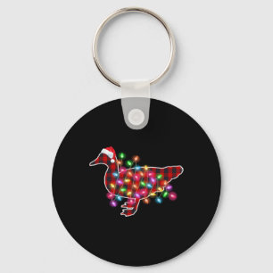 Gestreepte Buffalo Eend Kerst Pyjama Kerstlichten  Sleutelhanger