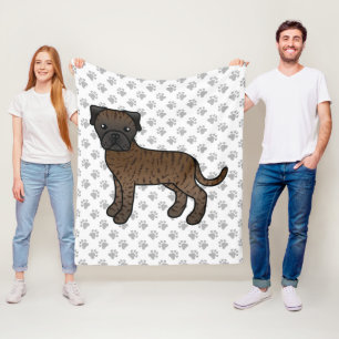Gestreepte Bullmastiff Mooie Cartoon Hond & Pootje Fleece Deken