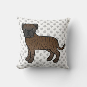 Gestreepte Bullmastiff Mooie Cartoonhond & Pootjes Kussen