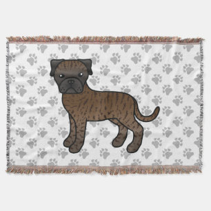 Gestreepte Bullmastiff Schattige Cartoon Hond Deken