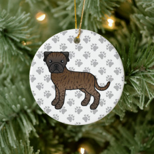 Gestreepte Bullmastiff Schattige Cartoon Hond Keramisch Ornament