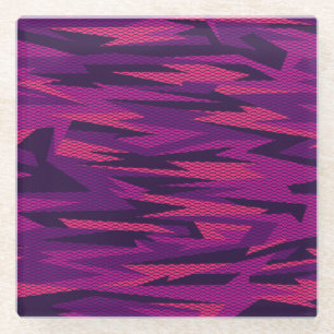 Gestreepte camouflage: Abstract geometrisch patroo Glazen Onderzetter