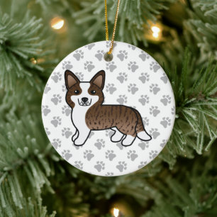 Gestreepte Cardigan Welsh Corgi Cartoon Hond Keramisch Ornament