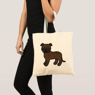 Gestreepte Cartoon Staffordshire Bull Terrier Tote Bag
