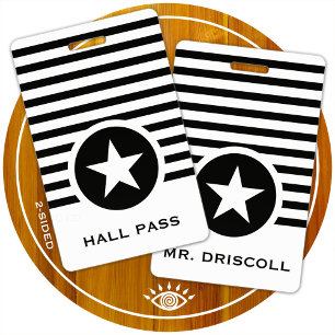 Gestreepte Chic Star Hall Pass voor leraren Badge