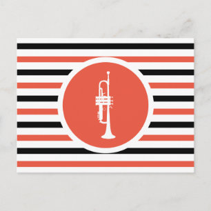 Gestreepte Chic Trumpet Briefkaart