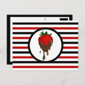 Gestreepte chique CHOCOLADE AARDBEI Briefkaart (Voorkant / Achterkant)
