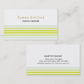 Gestreepte Clean Mode Limoen Yellow Simple Visitekaartje (Voorkant / Achterkant)