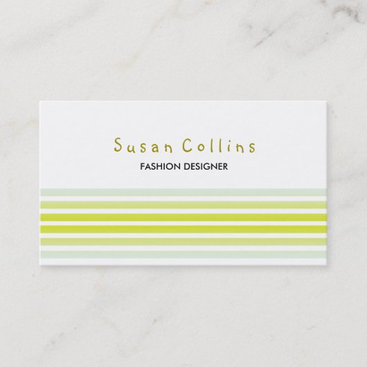 Gestreepte Clean Mode Limoen Yellow Simple Visitekaartje (Voorkant)