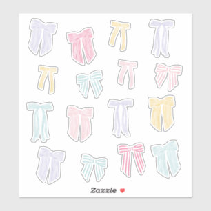 Gestreepte Coquette Bows mint roze geel lila Sticker