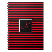Gestreepte Custom Initiaal Letter Rood en Zwart Notitieboek (Voorkant)
