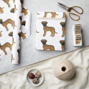 Gestreepte Dog Argente Cute Cartoon Hond Patroon Cadeaupapier