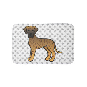 Gestreepte Dog Argwan Cute Cartoon Hond & Pootafdr Badmat