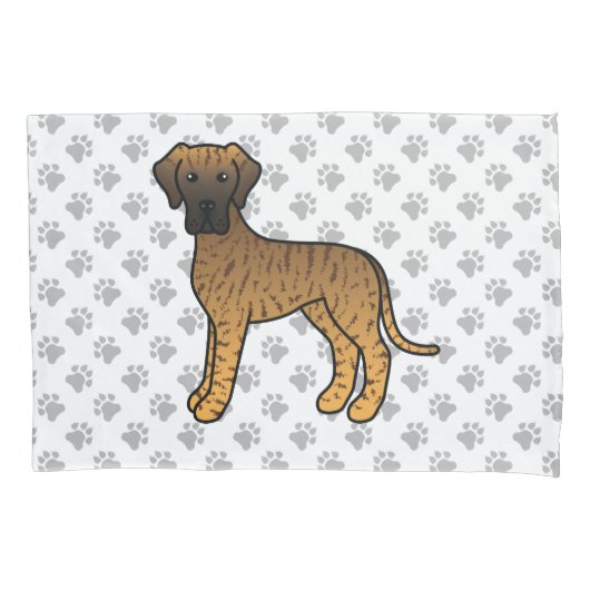 Gestreepte Dog Argwanend Groot & Pootjes Kussensloop (Voorkant)
