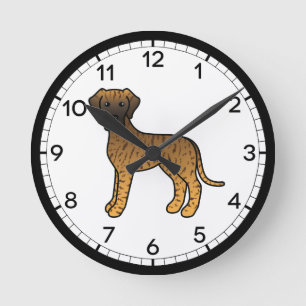 Gestreepte Dog Cartoon Ontwerp Ronde Klok