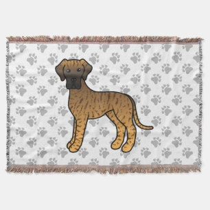 Gestreepte Dog Cute Cartoon Hond Deken