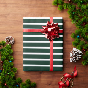 Gestreepte donkergroene witte strepen elegant patr cadeaupapier