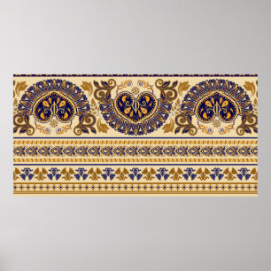 Gestreepte egyptische naadloze patronen. Kleurrijk Poster