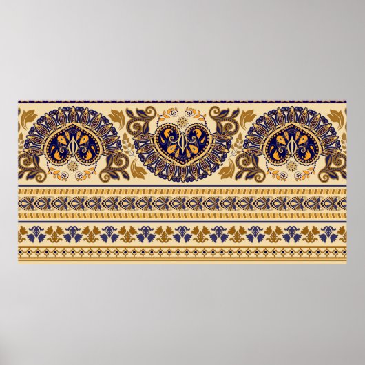 Gestreepte egyptische naadloze patronen. Kleurrijk Poster (Voorkant)