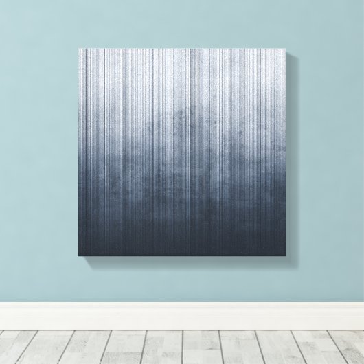 Gestreepte elegante Blauw Grijs Wit rustiek abstra Canvas Afdruk (Insitu (Houten vloer))