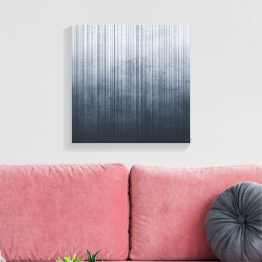 Gestreepte elegante Blauw Grijs Wit rustiek abstra Canvas Afdruk (Insitu (Woonkamer))