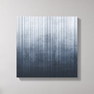 Gestreepte elegante Blauw Grijs Wit rustiek abstra Canvas Afdruk