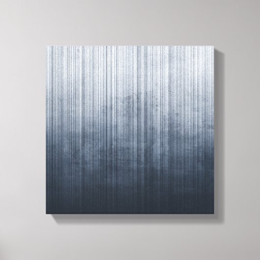 Gestreepte elegante Blauw Grijs Wit rustiek abstra Canvas Afdruk (Voorkant)