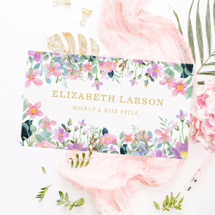 Gestreepte Elegante Bloemen Beauty Artist Haar Mak Visitekaartje