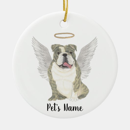 Gestreepte Engelse Bulldog Sympathie Herdenking Keramisch Ornament (Voorkant)