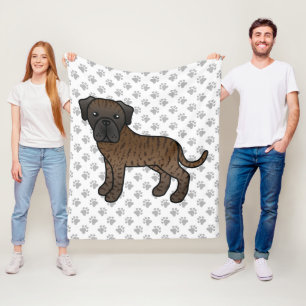 Gestreepte Engelse Mastiff Schattige Cartoon Hond Fleece Deken