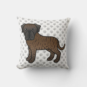 Gestreepte Engelse Mastiff Schattige Cartoon Hond  Kussen