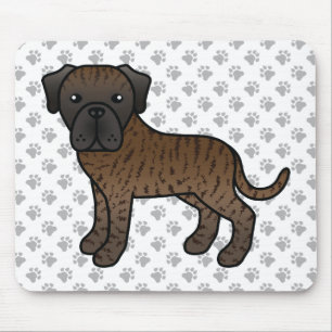 Gestreepte Engelse Mastiff Schattige Cartoon Hond Muismat