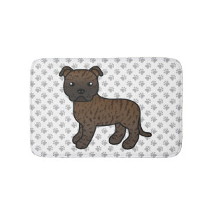 Gestreepte Engelse Staffie Schattige Cartoon Hond Badmat