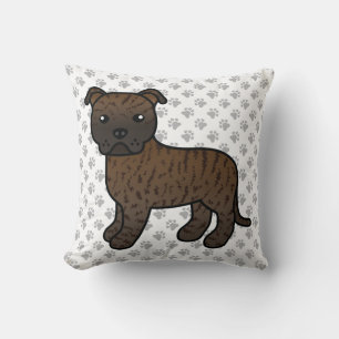 Gestreepte Engelse Staffie Schattige Cartoon Hond Kussen