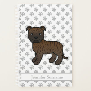 Gestreepte Engelse Staffie Schattige Cartoon Hond Planner