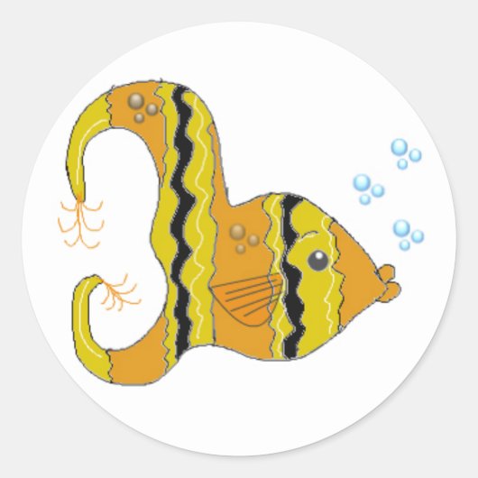 Gestreepte engelvis ronde sticker (Voorkant)