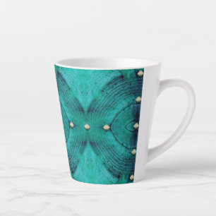 Gestreepte Floor Pattern in Aqua Blues Latte Mok