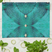 Gestreepte Floor Pattern in Aqua Blues Theedoek (Gevouwen)