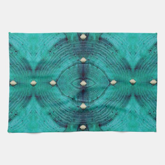 Gestreepte Floor Pattern in Aqua Blues Theedoek (Horizontaal)