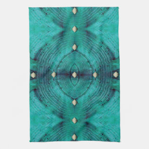 Gestreepte Floor Pattern in Aqua Blues Theedoek
