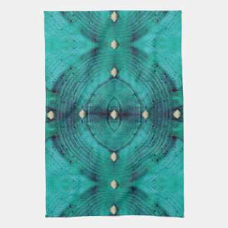 Gestreepte Floor Pattern in Aqua Blues Theedoek