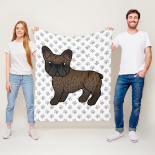 Gestreepte Franse Bulldog Schattige Cartoon Hond Fleece Deken